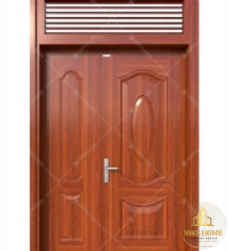 Cửa Thép Vân Gỗ 2 Cánh Lệch 3