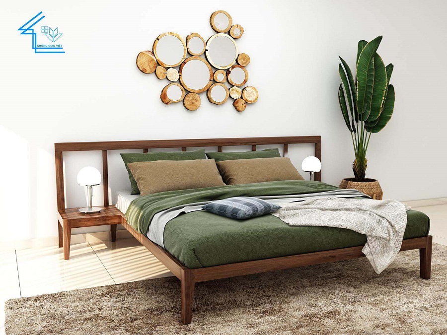 Giường ngủ làm bằng gỗ sồi