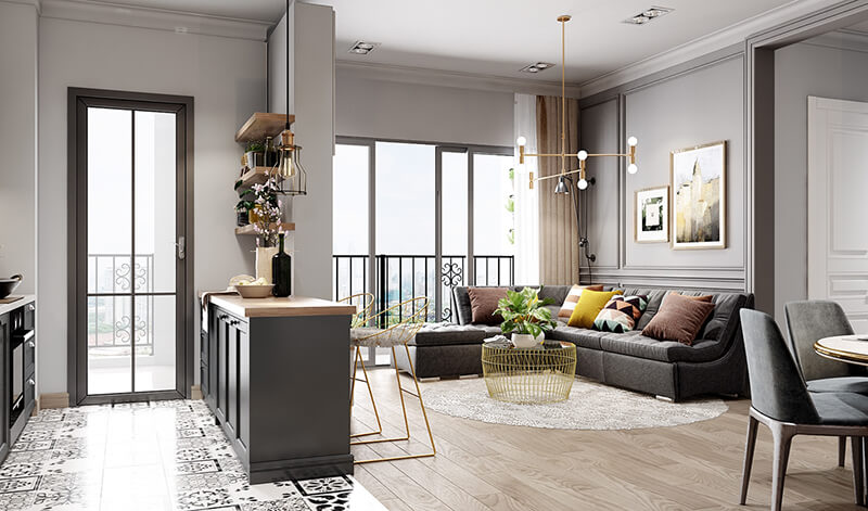 thiết kế nội thất cung cư màu chung tính