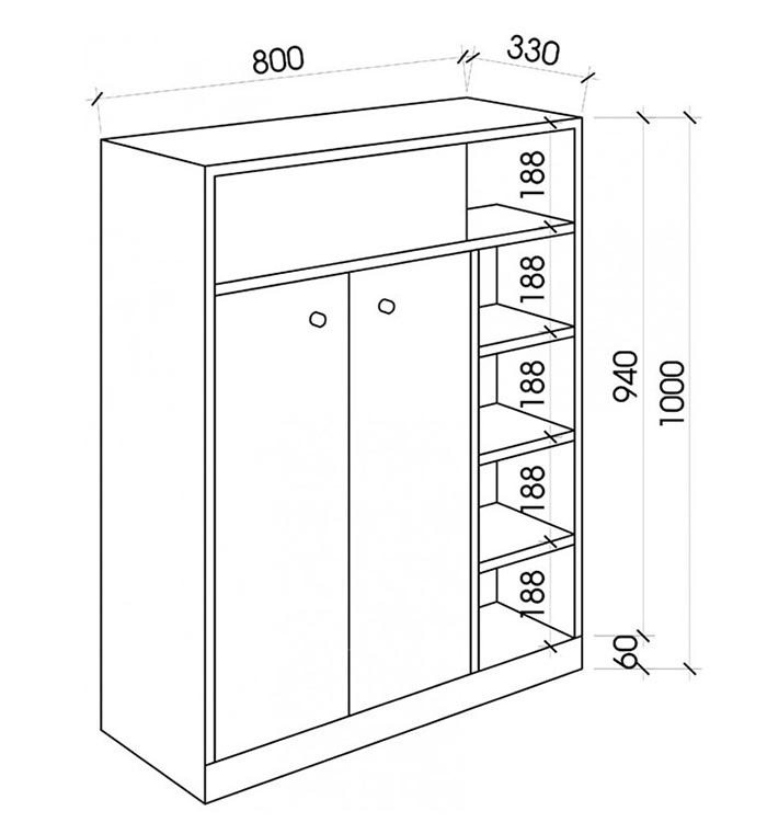 kích thước tủ giày dép