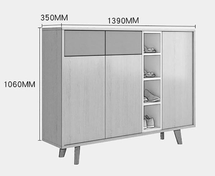 kích thước tủ giày thông minh