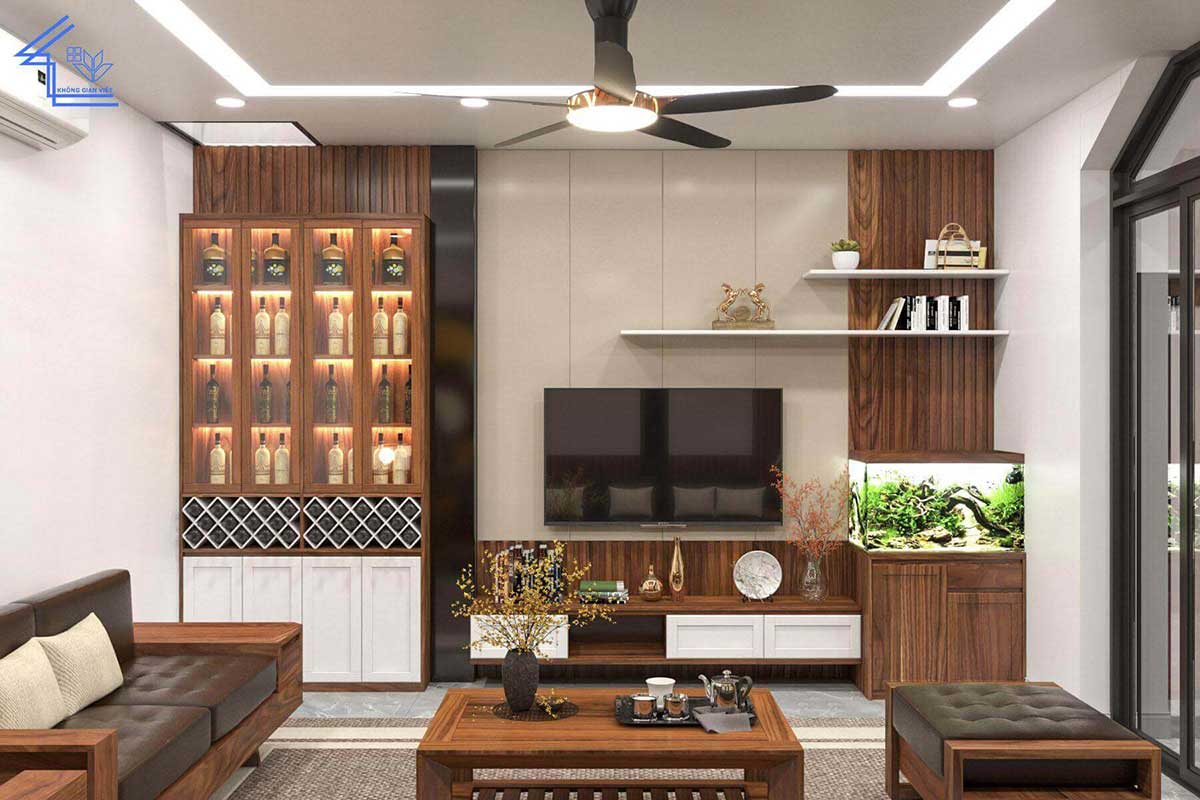 Thiết kế, thi công nội thất liền kề anh Tài - Hà Đông 46 nha o ket hop van phong cong ty 16