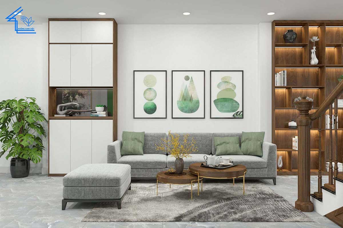 Thiết kế, thi công nội thất liền kề anh Tài - Hà Đông 58 nha o ket hop van phong cong ty 28